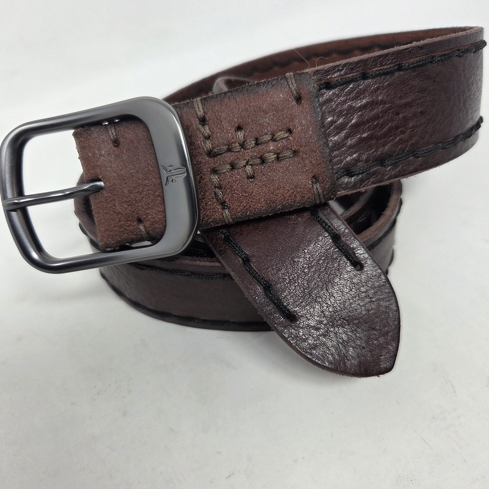 FRYE Men's Genuine Leather Brown Belt Size 40 Stitched 34DC021‎